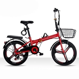 Aoyo Bike Aoyo Folding Bicycle Youth Ultralight Variable Speed Mountain Bike Portable And Lightweight 20 Inch High Carbon Steel Bicycle(Color:One-wheel speed change-Red)