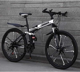 Aoyo Bike Aoyo Lightweight Aluminum Frame Mountain Bike, 26Inch 27-Speed Folding Bikes, Double Disc Brake Bicycle, Full Suspension Anti-Slip, Suspension Fork,