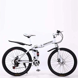 Aoyo Bike Aoyo Mountain Bike Folding Bikes, 24-Speed Double Disc Brake Full Suspension Anti-Slip, Lightweight Aluminum Frame, Suspension Fork, Multiple Colors-24 (Color : White1, Size : 24 inch)