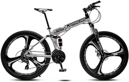 Aoyo Folding Bike Aoyo Mountain Trail Bicycle, Mountain Bikes, Folding, 26 Inch, 21 Speed, MTB, Full Suspension, Mtb Bikes, Mechanical Dual Disc Brakes, Adjustable Seat (Color : Black and White)