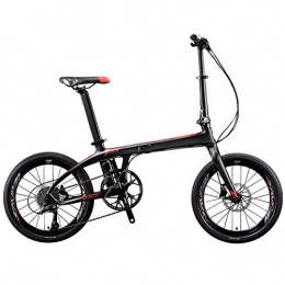 AQAWAS Folding Bike AQAWAS 20-Inch Adult Folding Bike, 9-Speed Lightweight Aluminum Foldable Compact Bicycle, with Anti-Skid and Wear-Resistant Tire, Great for Urban Riding, Red