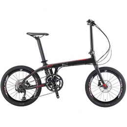 AQAWAS Folding Bike AQAWAS 20-Speed Adult Folding Bike, 20-Inch Lightweight Aluminum Anti-Slip Bicycles, Great for Urban Riding and Commuting, with Wear-Resistant Tire, Red