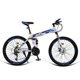 AQAWAS Folding Bike AQAWAS 24-Inch Adult Folding Bike, 21-Speed Foldable Compact Bicycle, Featuring Low Step-Through Steel Frame, Great for Urban Riding, Blue