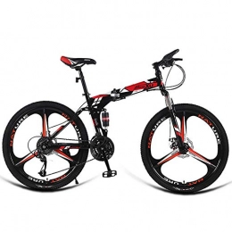 AQAWAS Folding Bike AQAWAS 24-Inch Adult Folding Bike, 21-Speed Outroad Mountain Bike, Featuring Low Step-Through Steel Frame, Great for Urban Riding and Commuting, Red