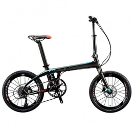 AQAWAS Folding Bike AQAWAS 9-Speed Adult Folding Bike, 20-Inch Foldable Compact Bicycle, with Anti-Skid and Wear-Resistant Tire, Great for Urban Riding and Commuting, Blue