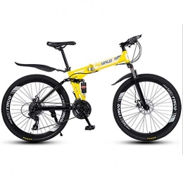 Archer Bike Archer 26Inch Folding Sports Mountain Bike Variable Speed Student Bicycle Shock Absorption Spring-Spoked Wheel Bike Double Disc, Yellow, 21gears