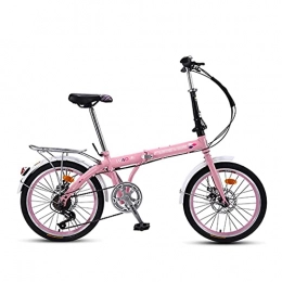 Asdf Bike ASDF 20-inch Folding Bicycle Lightweight City Bike 7 Speed Shock Absorption Foldable Bike For Women Men, Pink