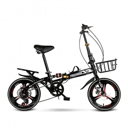 Asdf Bike ASDF 7 Speed Folding Bicycle Comfortable Lightweight City Bike, Dual Disc Brakes & Shock Absorber Foldable Bikes For Mens Women Teenager, Black(Size:16 inch)