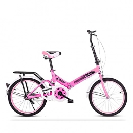 Asdf Folding Bike ASDF Folding Bike Lightweight Compact Mini City Bike Single-speed & Shock Absorber Foldable Bicycle for Men Women and Teenager Commuter, Pink(Size:20 inch)