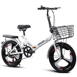 Asdf Bike ASDF Folding Bikes, 6 Speed Portable Lightweight City Bike Compact Foldable Bicycles 3 Spoke Wheel for Mens Women Teenager Urban Commuter(Color:White)