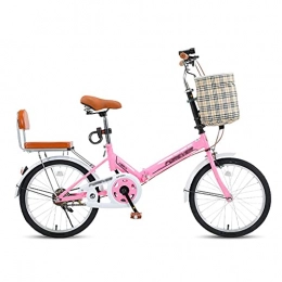 Asdf Bike ASDF Lightweight Folding Bike, Portable Foldable Bicycles Travel Exercise Suitable for Men And Women Students, City Bikes, Pink(Size:20 inch)
