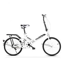 Asdf Folding Bike ASDF Single Speed Folding Bicycle Shock Absorber Lightweight Portable Foldable Bike Travel Exercise City Bike for Men Women Student Teenager, White(Size:16 inch)