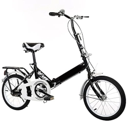 ASPZQ Folding Bike ASPZQ Adjustable Seat Cycling Bikes, Comfortable Mobile Portable Compact Lightweight Folding Bikes for Men Women - Students And Urban Commuters, Black, 16 inches
