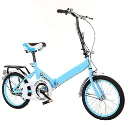 ASPZQ Folding Bike ASPZQ Adjustable Seat Cycling Bikes, Comfortable Mobile Portable Compact Lightweight Folding Bikes for Men Women - Students And Urban Commuters, Blue, 16 inches