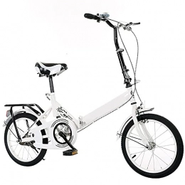 ASPZQ Bike ASPZQ Adjustable Seat Cycling Bikes, Comfortable Mobile Portable Compact Lightweight Folding Bikes for Men Women - Students And Urban Commuters, White, 16 inches