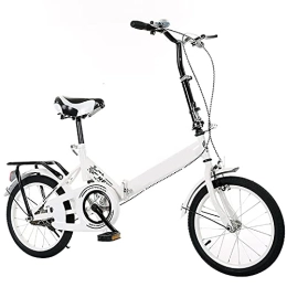 ASPZQ Bike ASPZQ Adjustable Seat Cycling Bikes, Comfortable Mobile Portable Compact Lightweight Folding Bikes for Men Women - Students And Urban Commuters, White, 20 inches