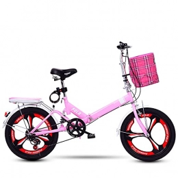 ASPZQ Bike ASPZQ Folding Bicycle, 20-Inch Shock-Absorbing Youth Speed Bicycle, Old Male And Female Students, Adults, Pink