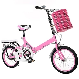 ASPZQ Bike ASPZQ Folding Bikes, Dual Disc Brake Folding Bike Adjustable Seat Cycling Bikes for Men Women - Students And Urban Commuters, Pink, 16 inches