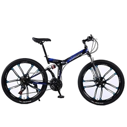 ASPZQ Folding Bike ASPZQ Folding Mountain Bike, Double Disc Brakes, Double Shock Absorption, Variable Speed Mountain Bike, One-Wheeled Bicycle, A, 24 inch 27 speed