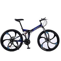 ASPZQ Bike ASPZQ Folding Mountain Bike, Double Disc Brakes, Double Shock Absorption, Variable Speed Mountain Bike, One-Wheeled Bicycle, B, 26 inch 30 speed