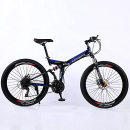 ASPZQ Bike ASPZQ Folding Mountain Bike, Double Disc Brakes, Double Shock Absorption, Variable Speed Mountain Bike, One-Wheeled Bicycle, D, 24 inch 27 speed