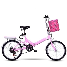 ASPZQ Bike ASPZQ Mini Portable Commuter Bike, Folding Bicycle 20-Inch Shock Absorbing Youth Variable Speed Bicycle Elderly Male And Female Students Adult, Pink