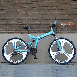 ASPZQ Folding Bike ASPZQ Mountain Bikes, Double Disc Brakes, Variable Speed Bikes, Folding Mountain Bikes for Men Women-Students And Urban Commuters, Blue, 24 inches