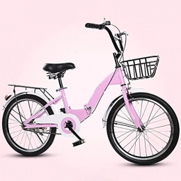 ASPZQ Folding Bike ASPZQ Student Folding Bicycle Dual Disc Brake Comfortable Mobile Portable Compact Lightweight for Men Women - Students And Urban Commuters, Pink, 16 inches