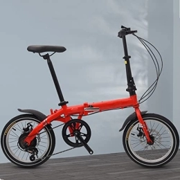 ASUMUI Bike ASUMUI 6-speed 16-inch Folding Bicycle Variable Speed Adjustable Double Disc Brake Student Bicycle (red)