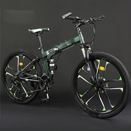 ASUMUI Folding Bike ASUMUI Mountain Bike 24 / 26 Inch Adult Folding Off-road 24 / 27 Variable Speed Male and Female Student Bicycle (green 27)