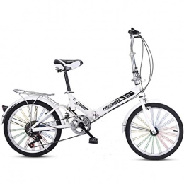 ASYKFJ Folding Bike ASYKFJ foldable bicycle 20 Inch Lightweight Alloy Folding Bicycle City Commuter Variable Speed Bike, with Colorful Wheel, 13kg - 20AF06B (Color : White)