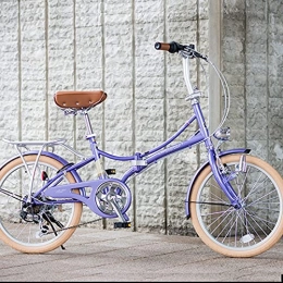 ASYKFJ Bike ASYKFJ foldable bicycle Folding bicycle, rear frame can carry people, adjustable seat height, 20-inch 6-speed, male and female variable-speed bicycles, three-color (Color : Purple)