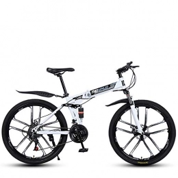 AXXWXX Foldable mountain bike 26-inch variable speed adult shock-absorbing bicycle mountain bike double disc brake soft tail carbon steel off-road outdoor city cycling travel-white_26 inch 21 speed