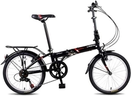 AYHa Folding Bike AYHa Adults Folding Bikes, 20" 7 Speed Lightweight Portable Foldable Bicycle, High-Carbon Steel Urban Commuter Bicycle with Rear Carry Rack, Black