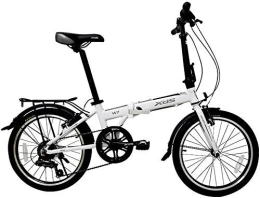 AYHa Bike AYHa Folding Bike, Adults Foldable Bicycle, 20 inch 6 Speed Aluminum Alloy Urban Commuter Bicycle, Lightweight Portable, Bikes with Front and Rear Fenders, White