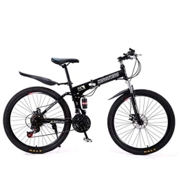 AZYQ Bike AZYQ Mountain Bike Folding Bikes, 21-Speed Double Disc Brake Full Suspension Anti-Slip, Lightweight Aluminum Frame, Suspension Fork, Multiple Colors-24 Inch / 26 inch, Black1, 24 inch