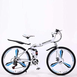 AZYQ Bike AZYQ Mountain Bike Folding Bikes, 24-Speed Double Disc Brake Full Suspension Anti-Slip, Lightweight Aluminum Frame, Suspension Fork, Multiple Colors-24 Inch / 26 inch, White2, 26 inch