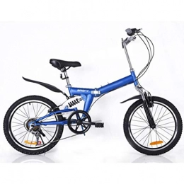B-D Bike B-D Foldable Bicycle, 20 Inch Folding Bikes for Female, High Carbon Steel Frame, Double Suspension Lightweight Variable Speed City Bike for Unisex Student, 5 Color Options, Blue
