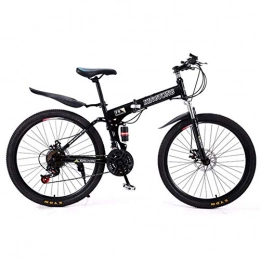 B-D Folding Bike B-D Folding Bikes 24 / 26 Inch Folding Mountain Bike, High Carbon Steel Frame, Unisex Student Shock Absorption City Bike, 24 Speed, Dual Disc Brakes, Cross Country for Outdoor Riding Trip, Black, 26inch