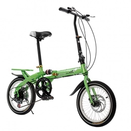 BaiHogi Bike BaiHogi Professional Racing Bike, 14 / 16 inch variable speed Folding Bike, double disc brakes men's and women's folding bicycles children's shock absorber mountain bike (Color : Green, Size : 14)