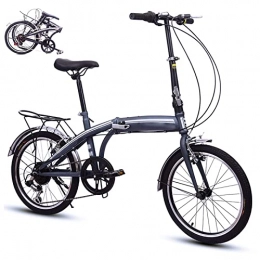BaiHogi Bike BaiHogi Professional Racing Bike, 20-Inch Variable-Speed Folding Bike, Adjustable Saddle V-Brake Student Bicycle Super Light Folding Bicycle for Men And Women with Shelf (Color : Grey, Size : -)