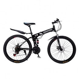 BaiHogi Folding Bike BaiHogi Professional Racing Bike, Foldable Mountain Bikes 26" Wheel Front Suspension Bike 21 Speed with Double Disc Brake for Men Woman Adult and Teens / Black (Color : Black, Size : 26 inches)