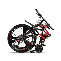 BaiHogi Folding Bike BaiHogi Professional Racing Bike, Folding Mountain Bike 21 / 24 / 27-Speed 26 Inches Wheels Dual Suspension Bicycle for Men Woman Adult and Teens / Red / 27 Speed (Color : Red, Size : 21 Speed)