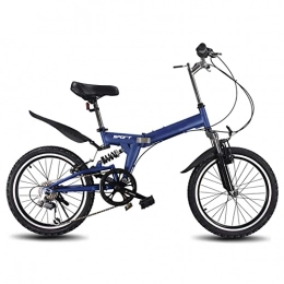 BaiHogi Bike BaiHogi Professional Racing Bike, Men's And Women's 6 Speed 20 Inch Folding Bicycle, Adult Student Portable Lightweight Bicycle Steel Frame Bikes Outdoors Sport Cycling MTB (Color : Blue, Size : -)