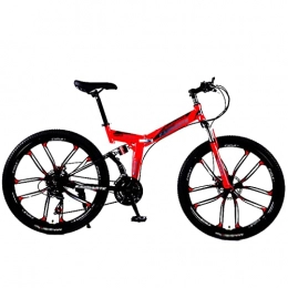 BaiHogi Bike BaiHogi Professional Racing Bike, Mountain Folding Bike, 21 / 24 / 27 / 30-Speed Dual-Disc Brakes, Dual-Shock Variable Speed Mountain Bikes, One-Wheeled Bicycles (Color : Red, Size : 26 inch 24 speed)