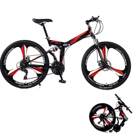 BaiHogi Bike BaiHogi Professional Racing Bike, Mountain Folding Bike, 24 / 26 Inches Dual-Disc Brakes Dual-Shock Variable Speed Mountain Bicycles 21 / 24 / 27 / 30-Speed (Color : Black Red, Size : 26 inch 30 speed)