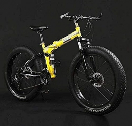 baozge Folding Bike baozge Folding Mountain Bike Bicycle Fat Tire Dual-Suspension MBT Bikes High-Carbon Steel Frame Double Disc Brake Aluminum Pedals and Stems B 20 inch 30 Speed