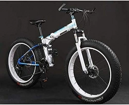 baozge Folding Bike baozge Folding Mountain Bike Bicycle Fat Tire Dual-Suspension MBT Bikes High-Carbon Steel Frame Double Disc Brake Aluminum Pedals and Stems C 20 inch 21 Speed