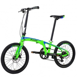BCX Bike BCX 20" Folding Bikes, Adults Unisex 8 Speed Double Disc Brake Light Weight Folding Bike, Aluminum Alloy Lightweight Portable Bicycle, Black, Green