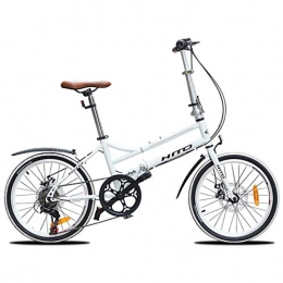 BCX Folding Bike BCX Adults Folding Bikes, 20 inch 6 Speed Disc Brake Foldable Bicycle, Lightweight Portable Reinforced Frame Commuter Bike with Front and Rear Fenders, Black, White